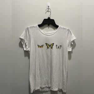 Express white and yellow butterfly t-shirt